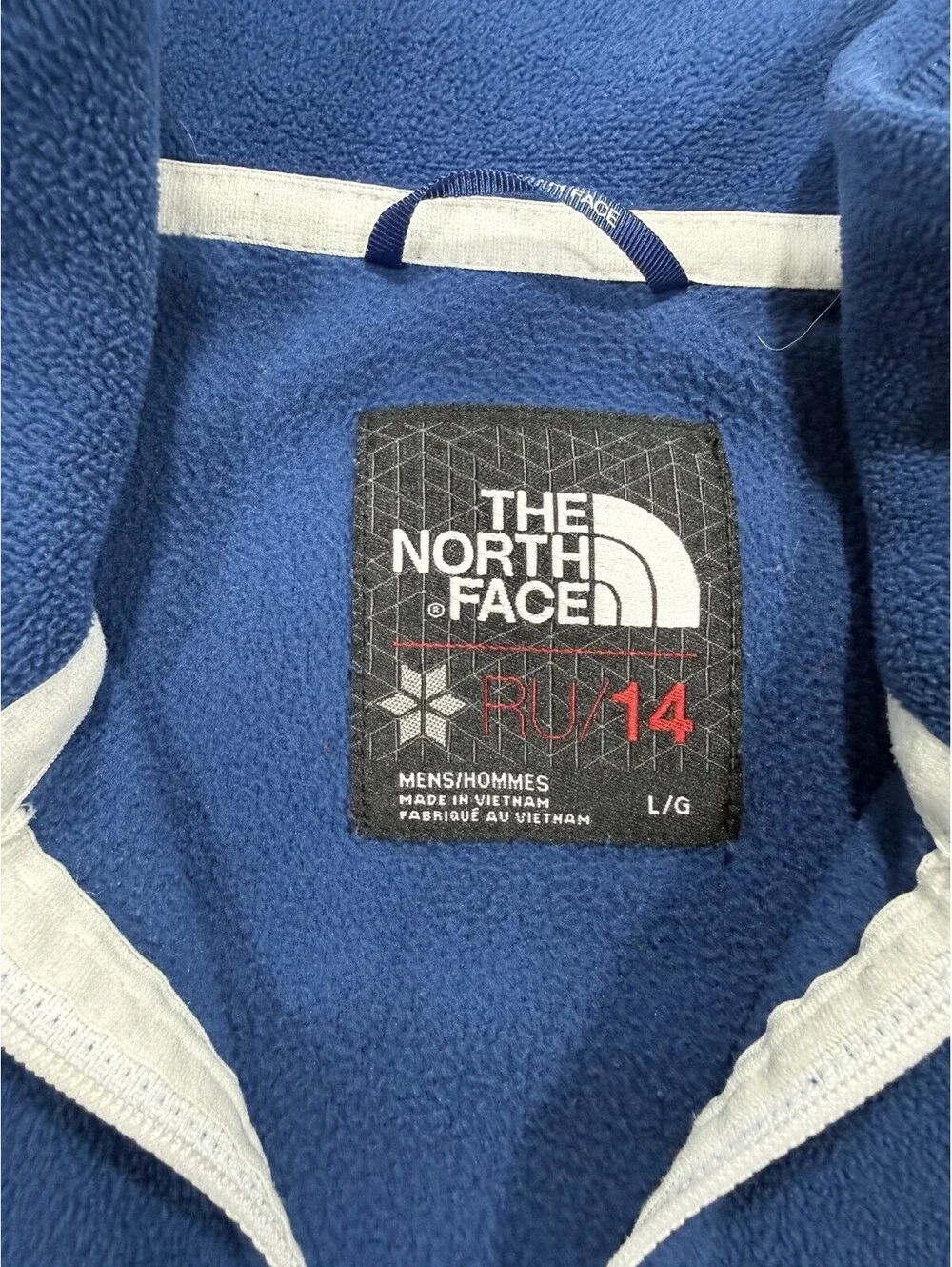 The North Face Fleece Pullover Mens L Blue Quarter Zip Logo Outdoor Hiking